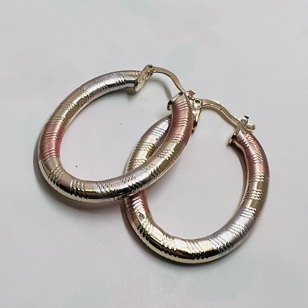 Gold Earrings, Tri Tone Gold Earrings, Gold Jewelry, Brazilian Gold Filled, Pant